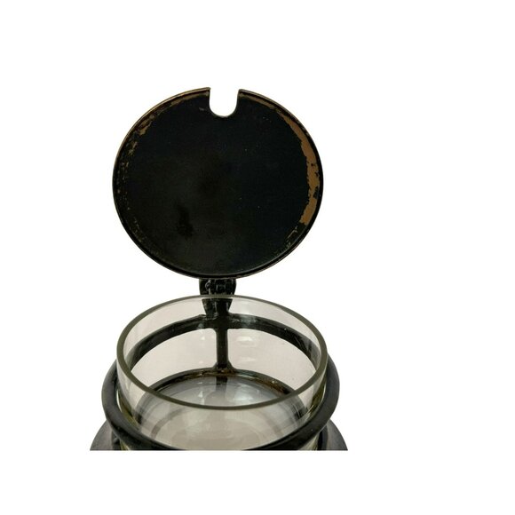 Vintage Metal & Glass Sugar Jam Condiment Jar with Leaf & Berry Lid & Spoon - Picture 5 of 12